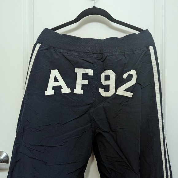 A&F Vintage 90s Men Size L Navy Blue Wind Track Pants Abercrombie & Fitch - Picture 16 of 17